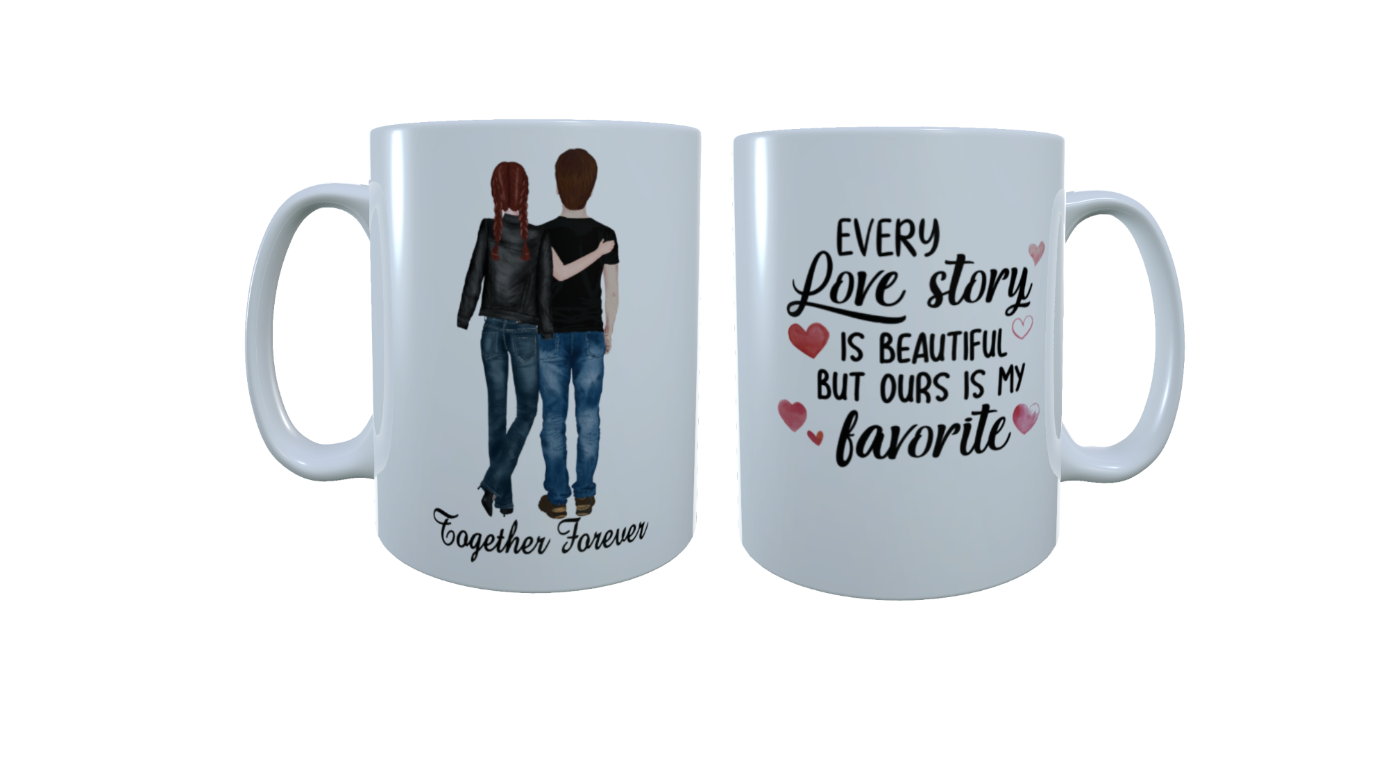 Couple Love Story Ceramic Mug, Custom Friend Mug, Personalized